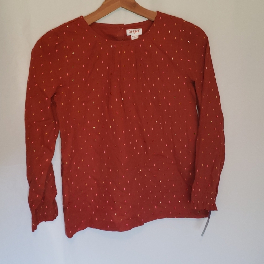 Girls Long Sleeve Polka Dot Blouse